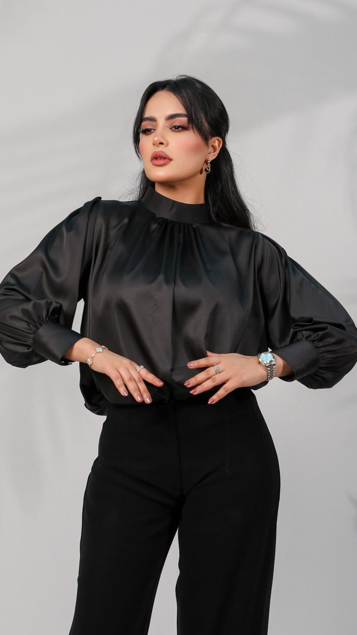 ⁦637B قميص ستان أسود⁩ - الصورة ⁦2⁩