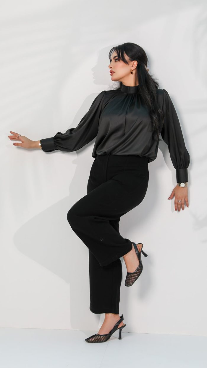 ⁦637B قميص ستان أسود⁩ - الصورة ⁦5⁩